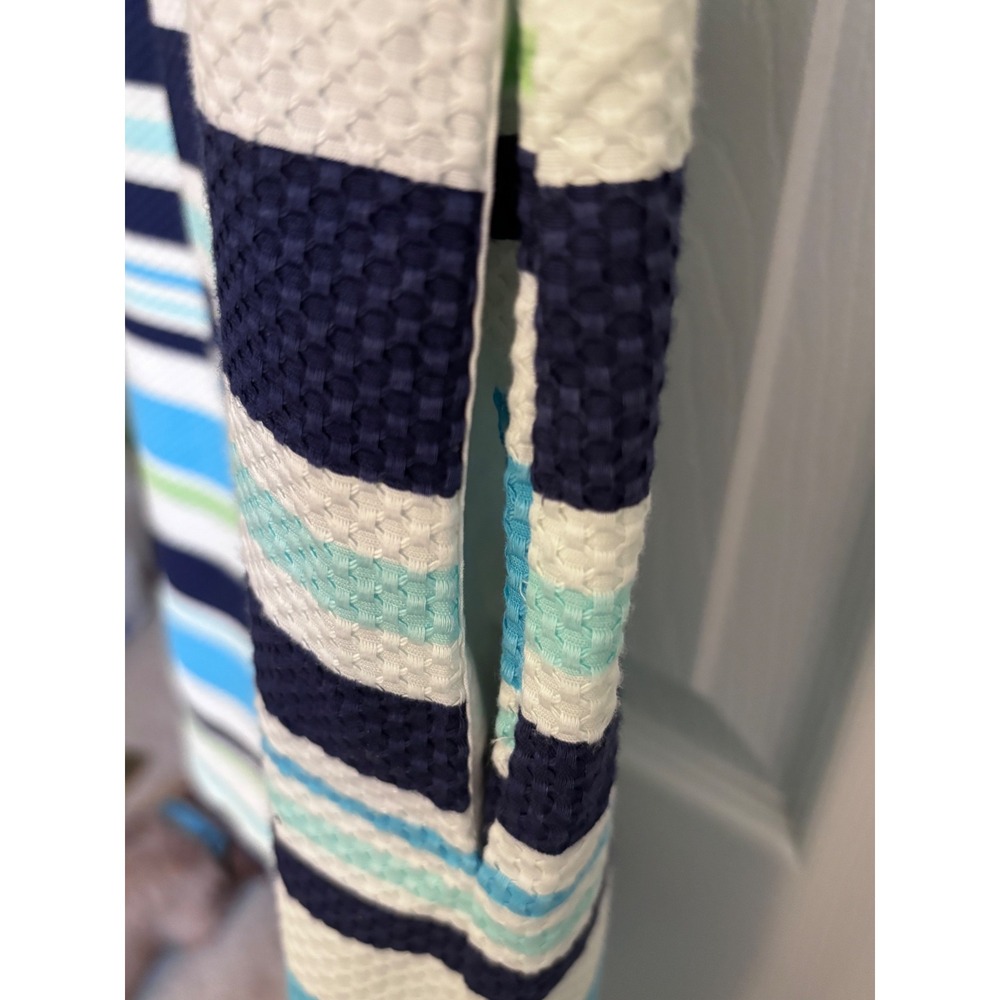 Talbots Piqué Shift Dress Size 14 Blue Stripe Sleeveless Pockets Cotton - Picture 6 of 7